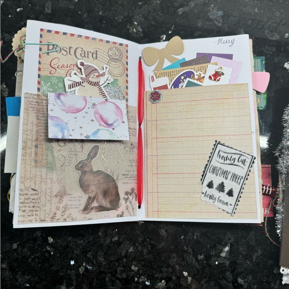 Christmas Junk Journal Signatures Bound Handmade 3 Books absolute gorgeous - Picture 5 of 16